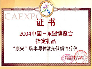 康興半導(dǎo)體激光/低頻治療儀被選入成為2004中國-東盟博覽會(huì)指定禮品